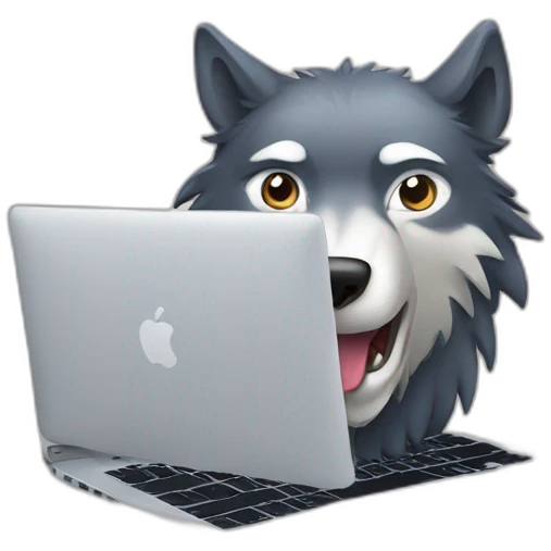 it wolf with macbook emoji