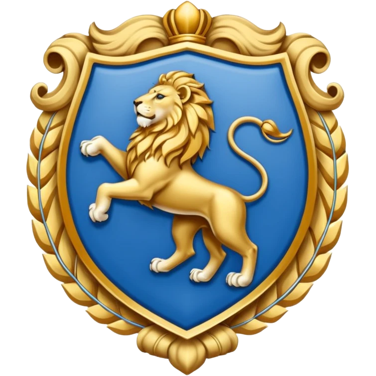 lion emblem with blue white and gold color emoji