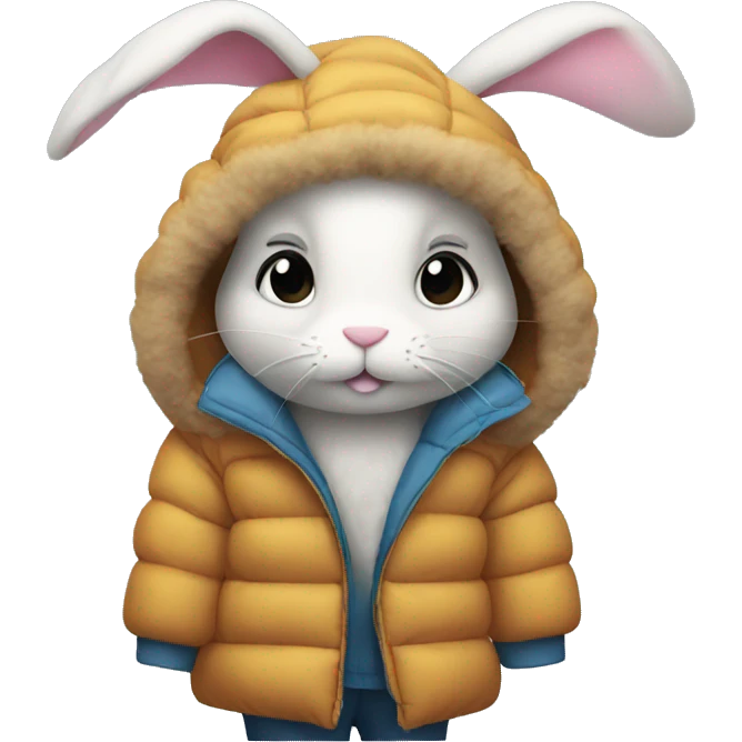 bunny in an oversized puffer coat emoji