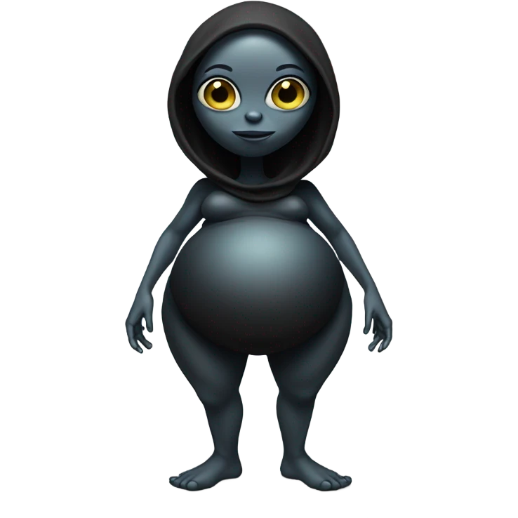Pregnant black alien woman, full body emoji