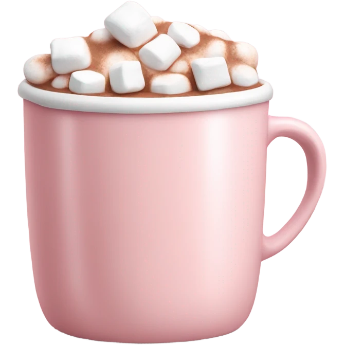 Light Pink mug of hot chocolate with marshmallows  emoji
