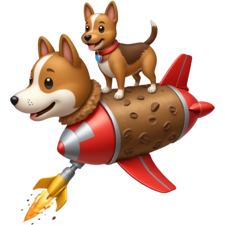 Dog flying poop rocket  emoji