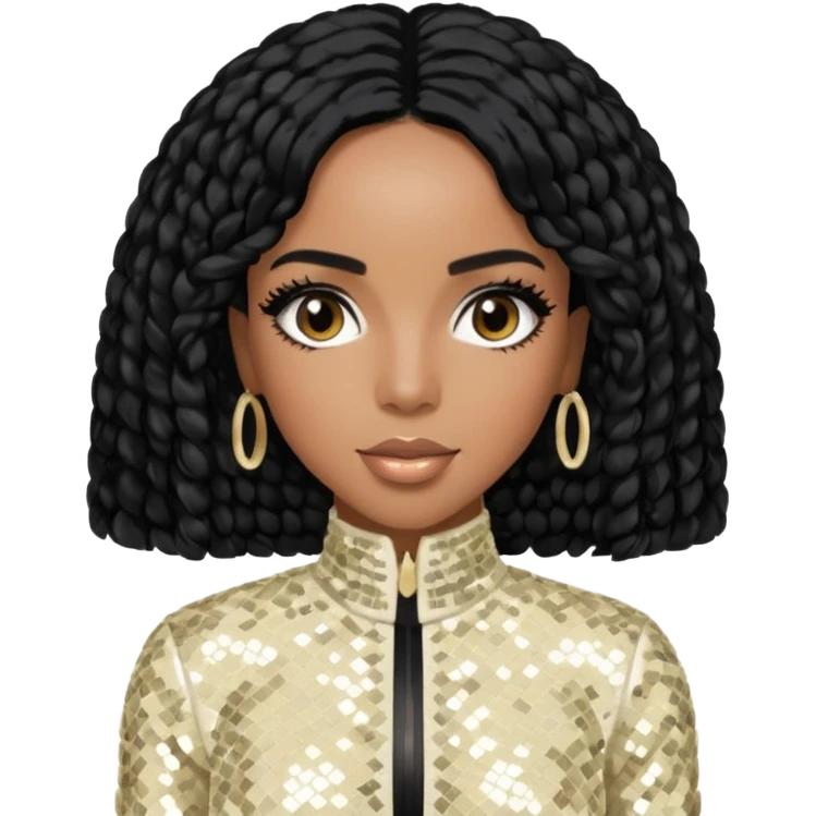 Kelly Rowland from Destiny's Child with black hair, ivory sequin outfit emoji