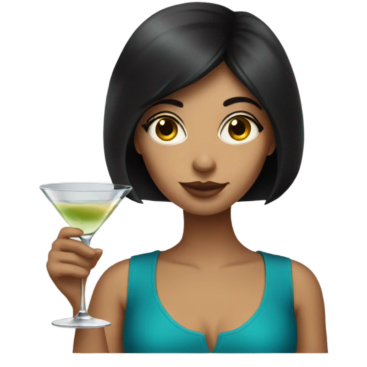 Dark haired girl drinking martini emoji