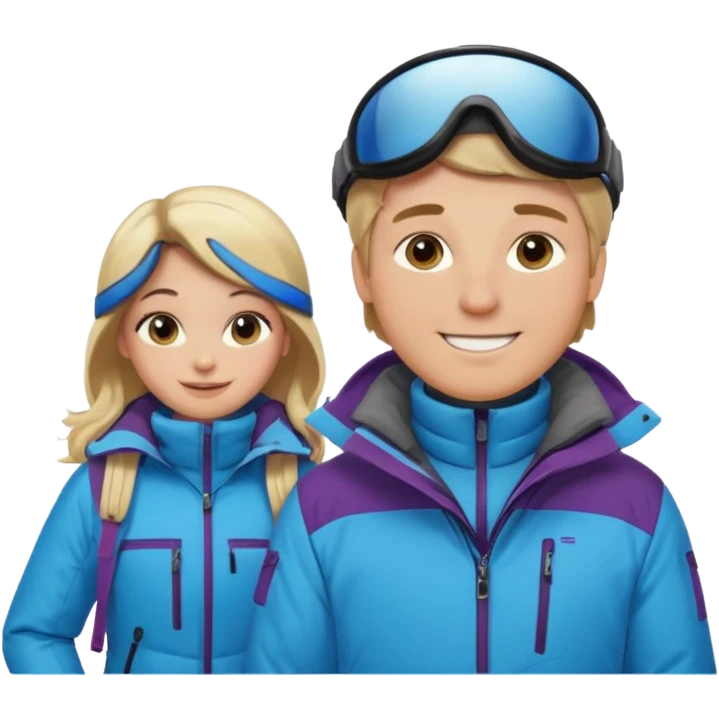 blonde guy with chubby brown hair grey eyes girl in ski 🎿 resort emoji
