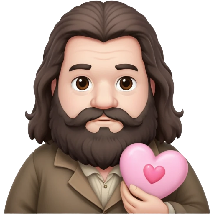 Rubeus Hagrid holds a pastel pink heart emoji