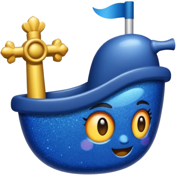 glitter azul-marinho tubarão emoji