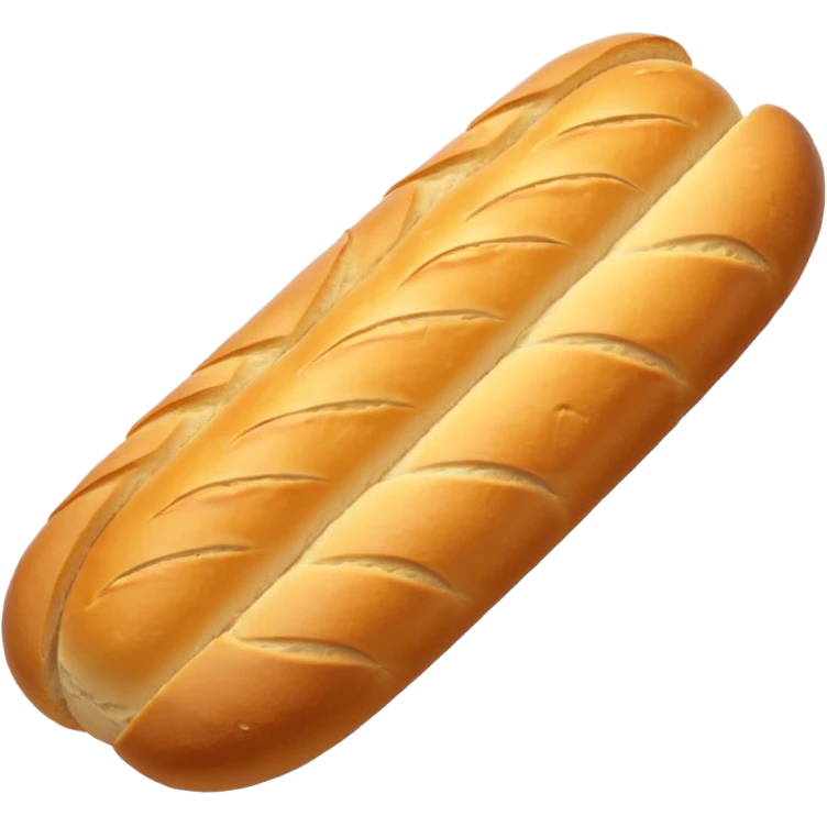 baguette bread object icon, crispy golden crust, detailed bread texture, 3D cartoon, mobile game icon style, centered, clean background, soft shadow, no text, no watermark
 emoji