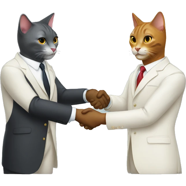 Two cats shaking hands in suits  emoji