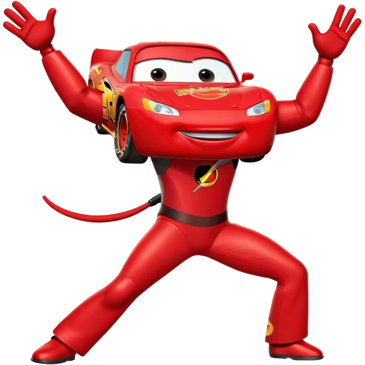 Lightning McQueen with arms and legs dabbing emoji