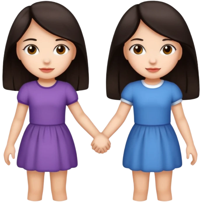 Two friends holding hands girls dark hair emoji