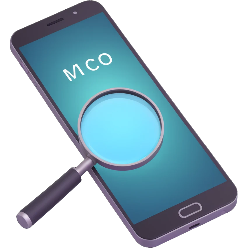 magnifying glass on a digital interface of a phone emoji