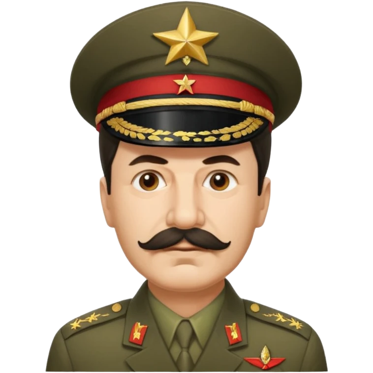 Joseph Stalin, simplified iconic style, no text, mustache, military cap emoji