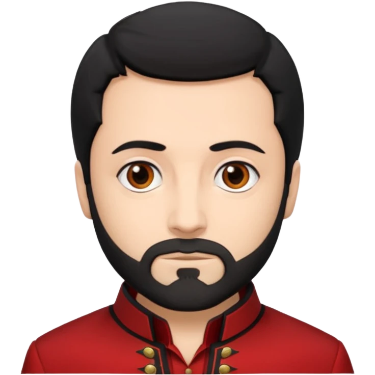 Jean Valjean From Les Miserables with light skin, gray eyes, Black Hair, red outfit emoji