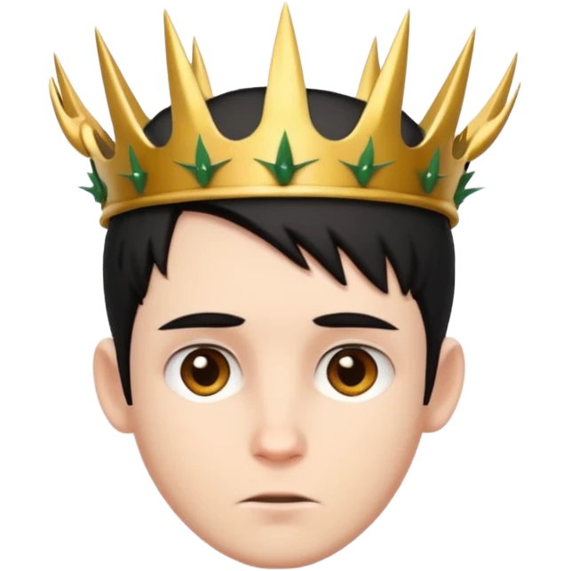 White boy with black short straight hair, has a horns on his forehead and wearing a crown of thorns emoji