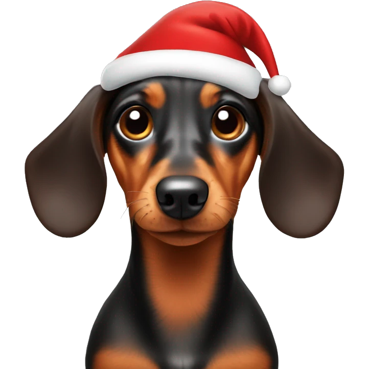 dachshund with santa hat emoji