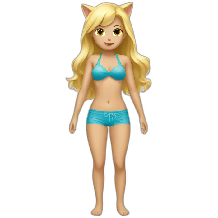 hot catgirl blonde swim suit emoji