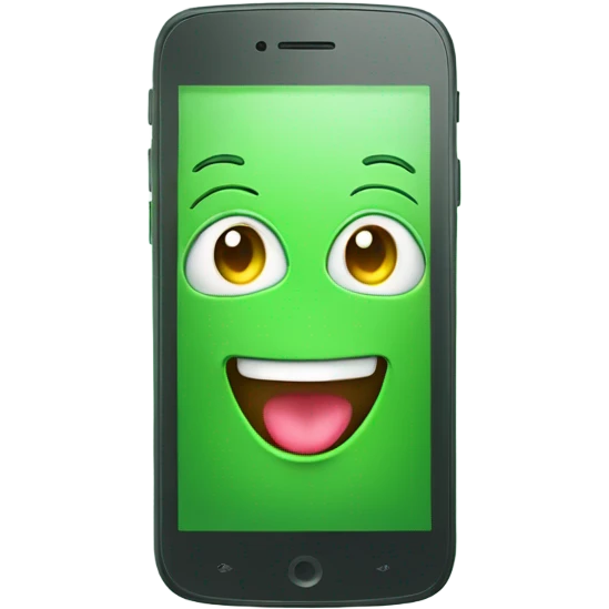 Green smartphone feeling happy emoji