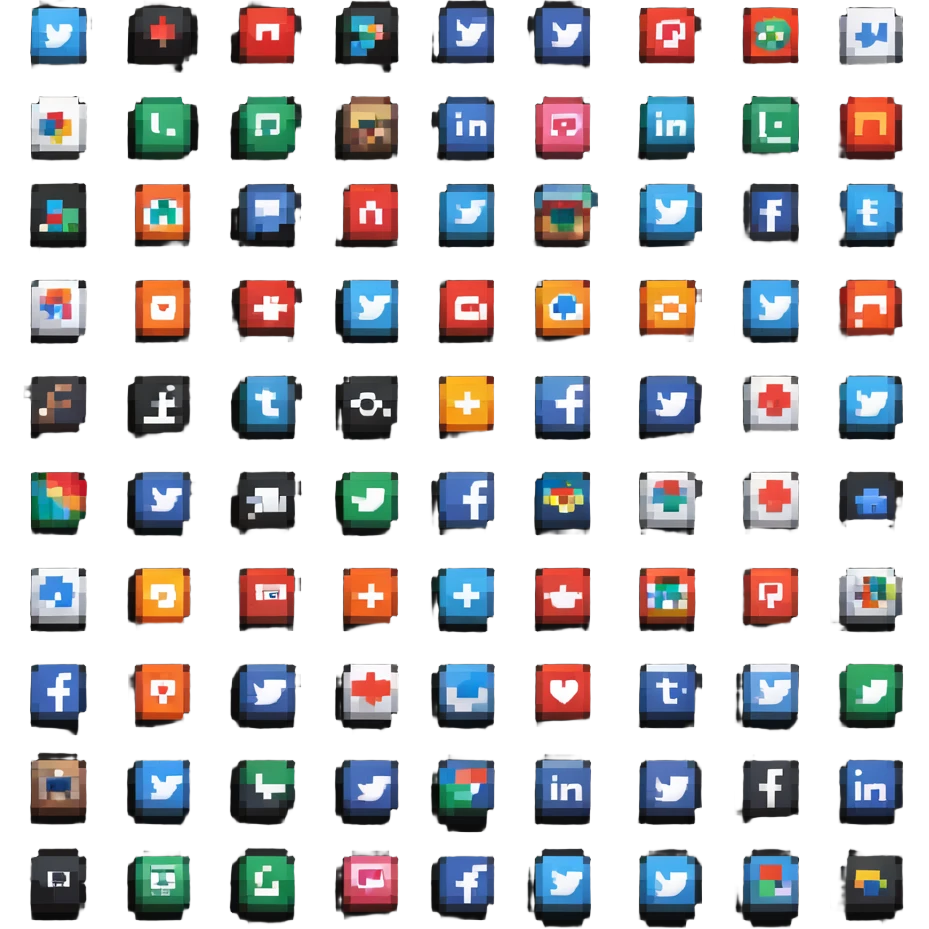 8-bit social media app icons collection emoji
