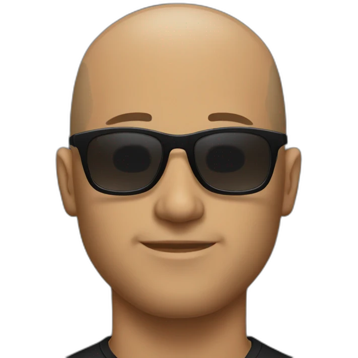bald man with light beard and expensive sunglasses with a black compressive t-shirt emoji