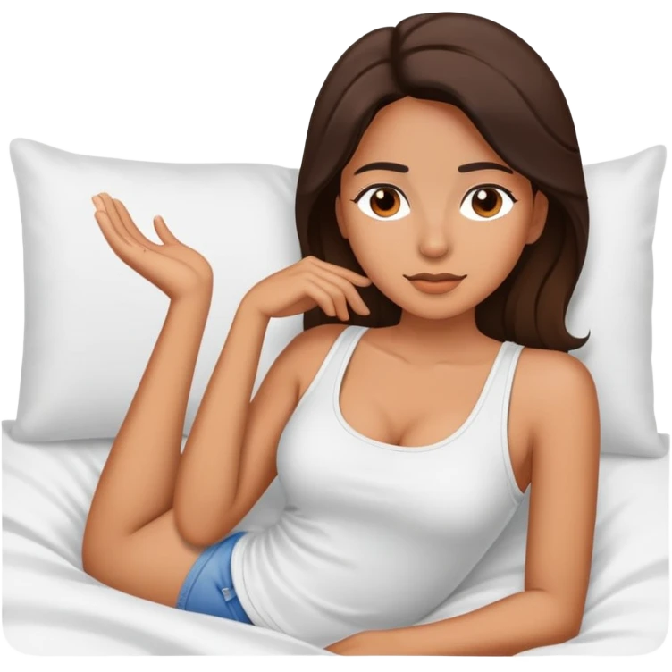 Latina laying in bed  emoji