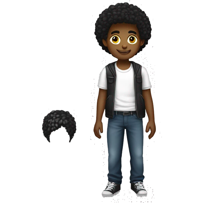um menino adolescete negro com cabelo liso  curto e olhoes castanhos emoji