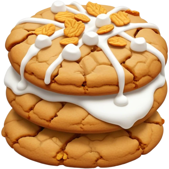 Big butterscotch cookie with cornflakes and marshmallow drizzle emoji