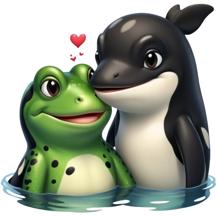 Frog and orca in love  emoji