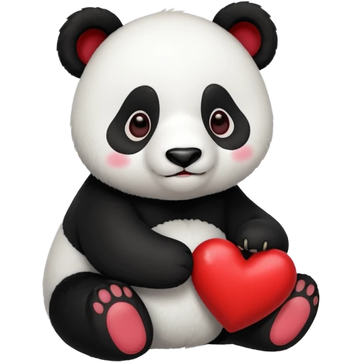 panda with  dark red heart  emoji