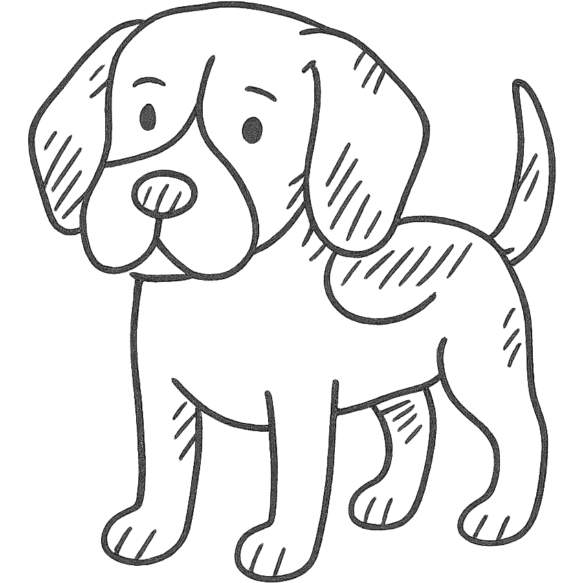 a hand drawn icon style beagle dog emoji