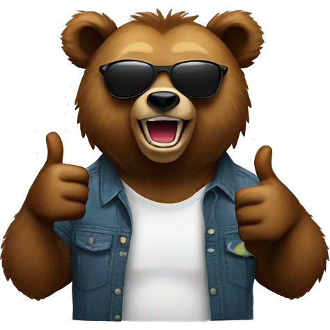 Grizzly bear with sunglasses and wirh thumbs up emoji