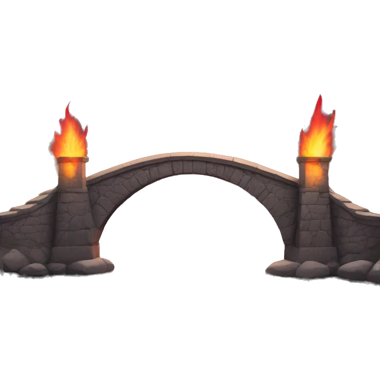 Stone bridge with red flames behind it emoji
