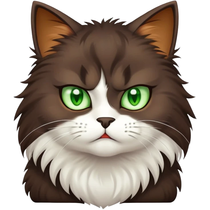 an angry dark-brown fluffy cute anime cat emoji