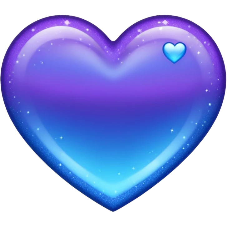 glitter heart, metallic purple to blue ombre emoji