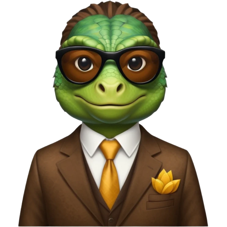 capitalist iguana banker godfather with black sunglasses emoji