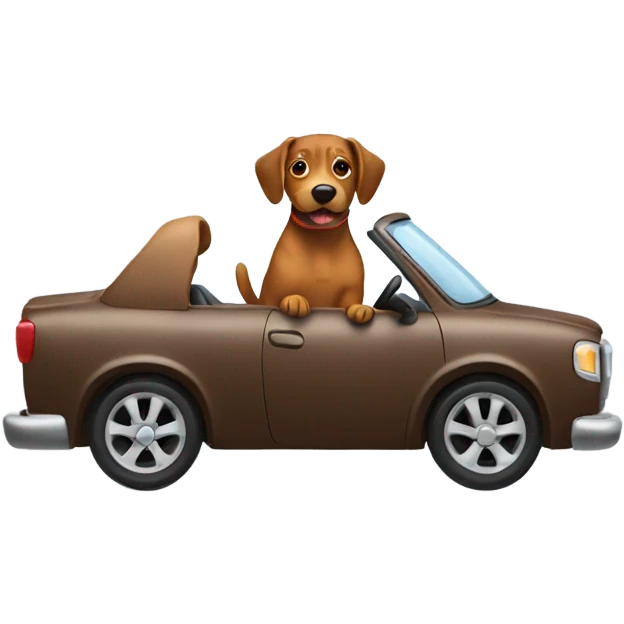 Brown dog driving a car emoji