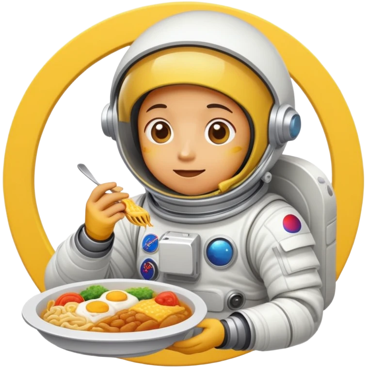 A yellow person in a spacesuit eating Korean food emoji