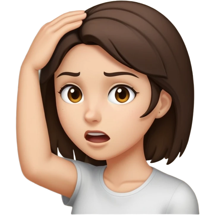 A brunette hitting her head on a wall emoji