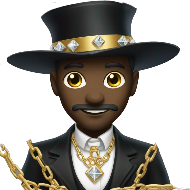 rich black magician, wearing diamond chains emoji