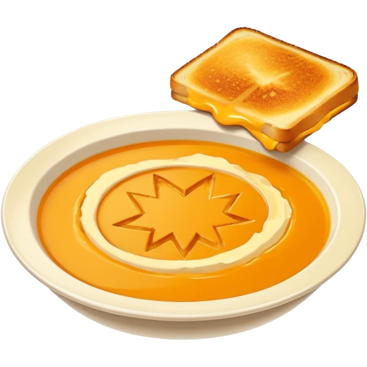 pumpkin soup with sliced grilled cheese on the side emoji