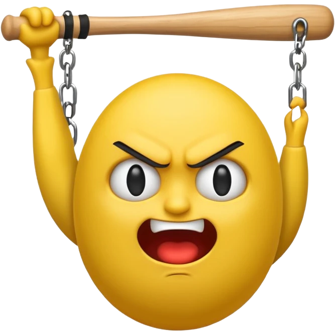 Angry emoji swinging a bat emoji