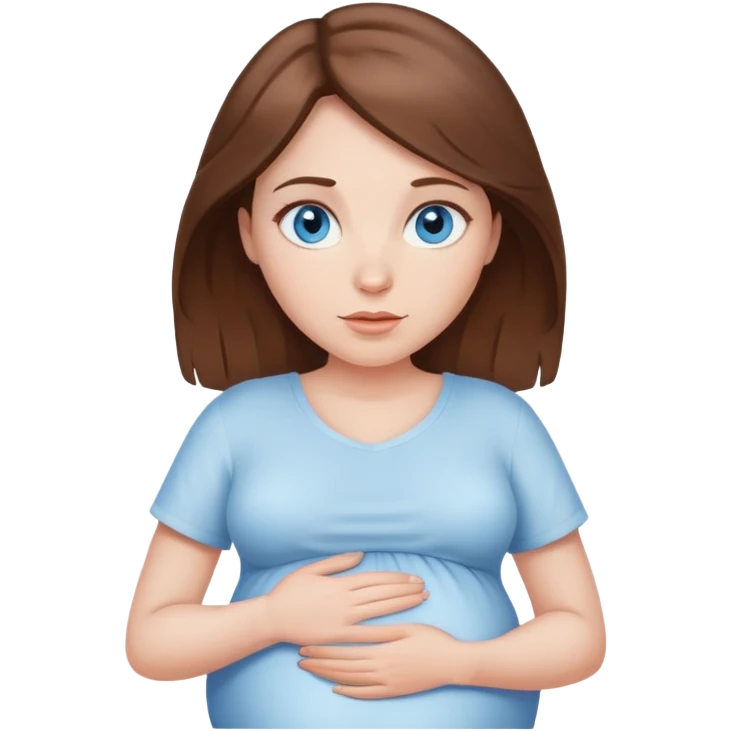 White pregnant woman blue eyes brown hair emoji