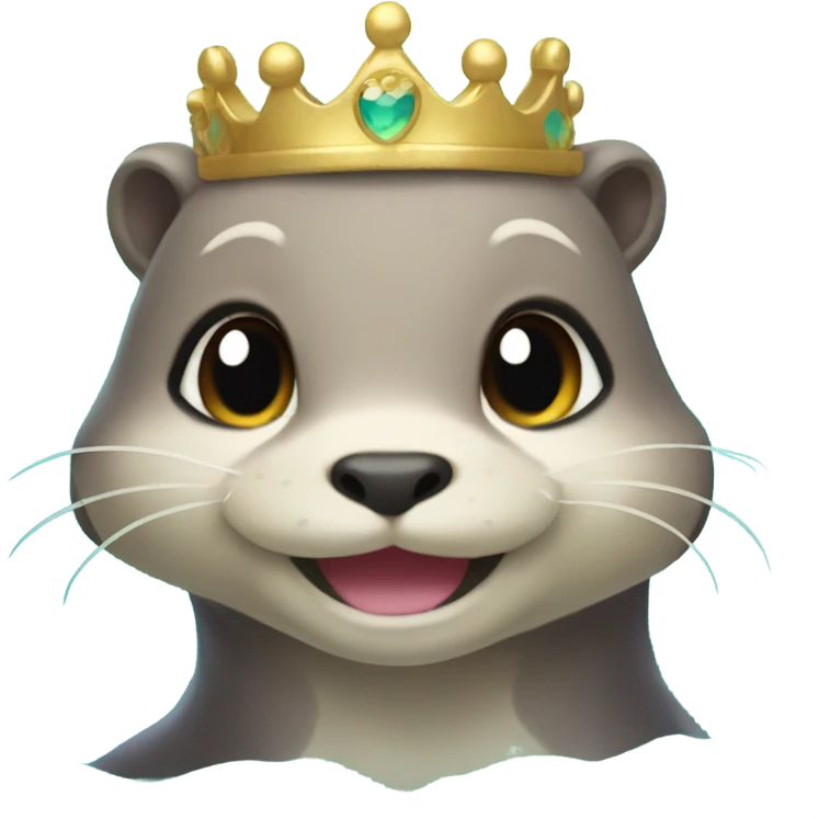 A cute and happy-looking otter face as a mermaid princess. emoji
