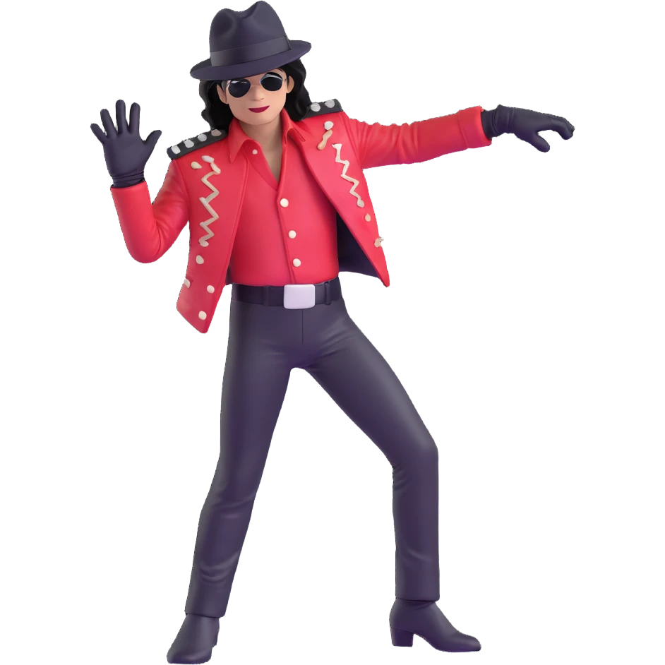 Michael Jackson iconic pop star wearing signature hat and glove, performing dance move pose 4 emoji