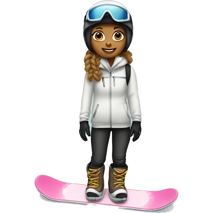 Girl white skin and mini pincher on snowboard emoji