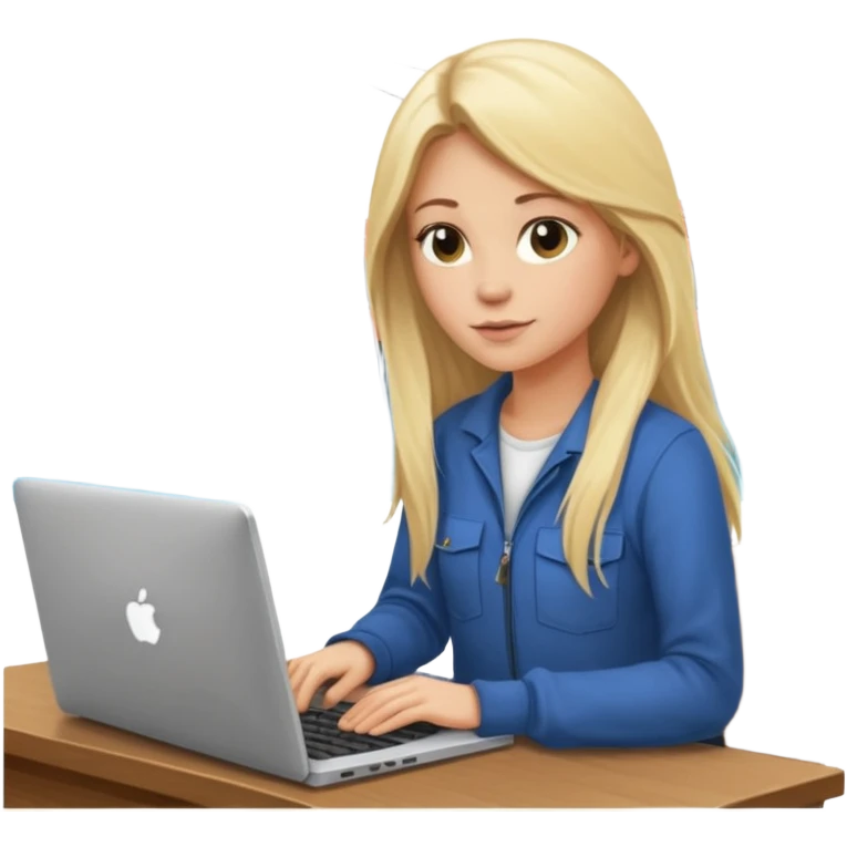 a blondie woman with long hair working with a computer laptop and a grains cargo vessel (boat) around emoji