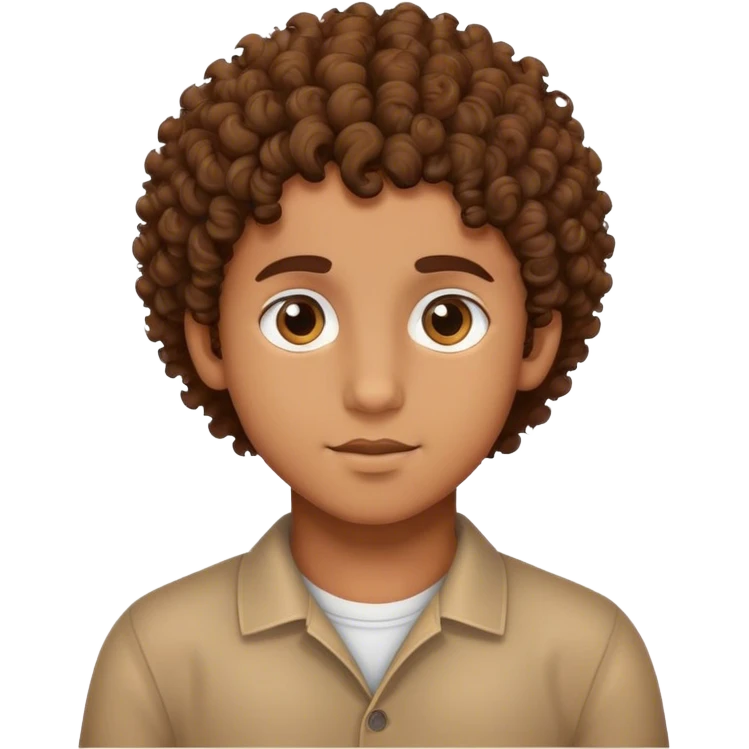 brown boy with curly hair with hear eyes emoji