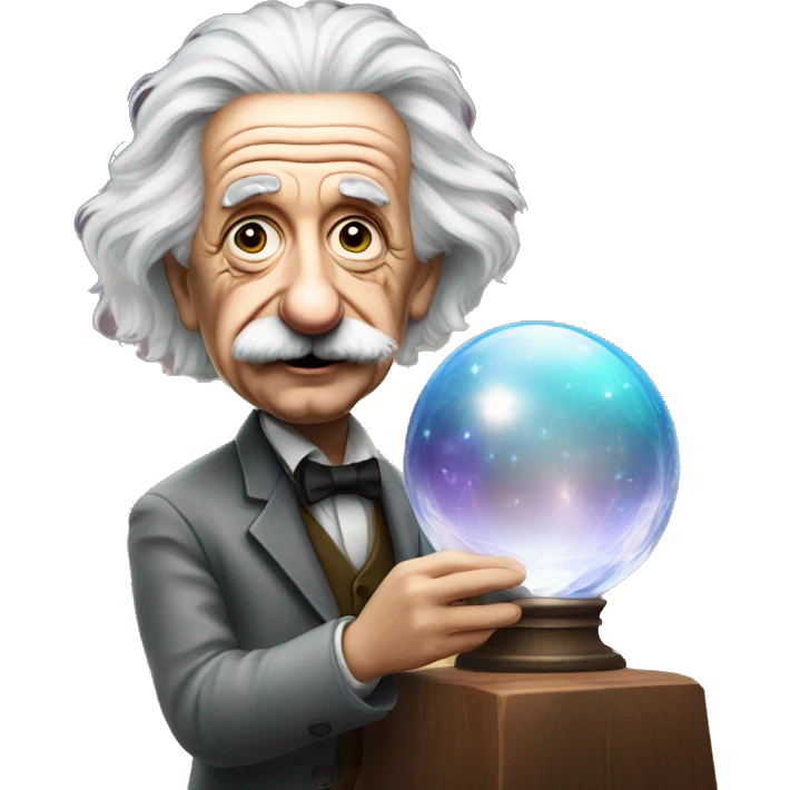 Albert Einstein with crystal ball emoji