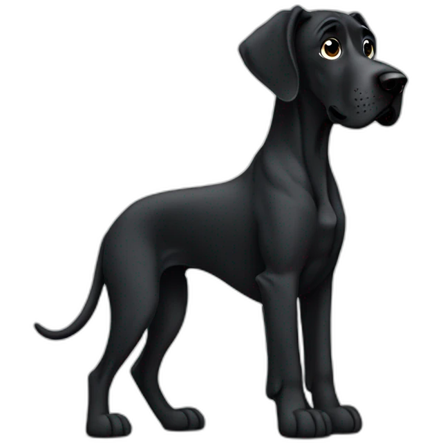 Black Great Dane dog, sitting emoji