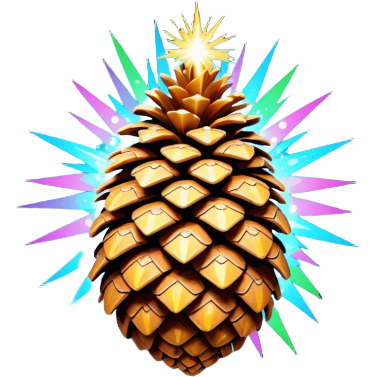 Psychedelic pine cone exploding sparkles emoji